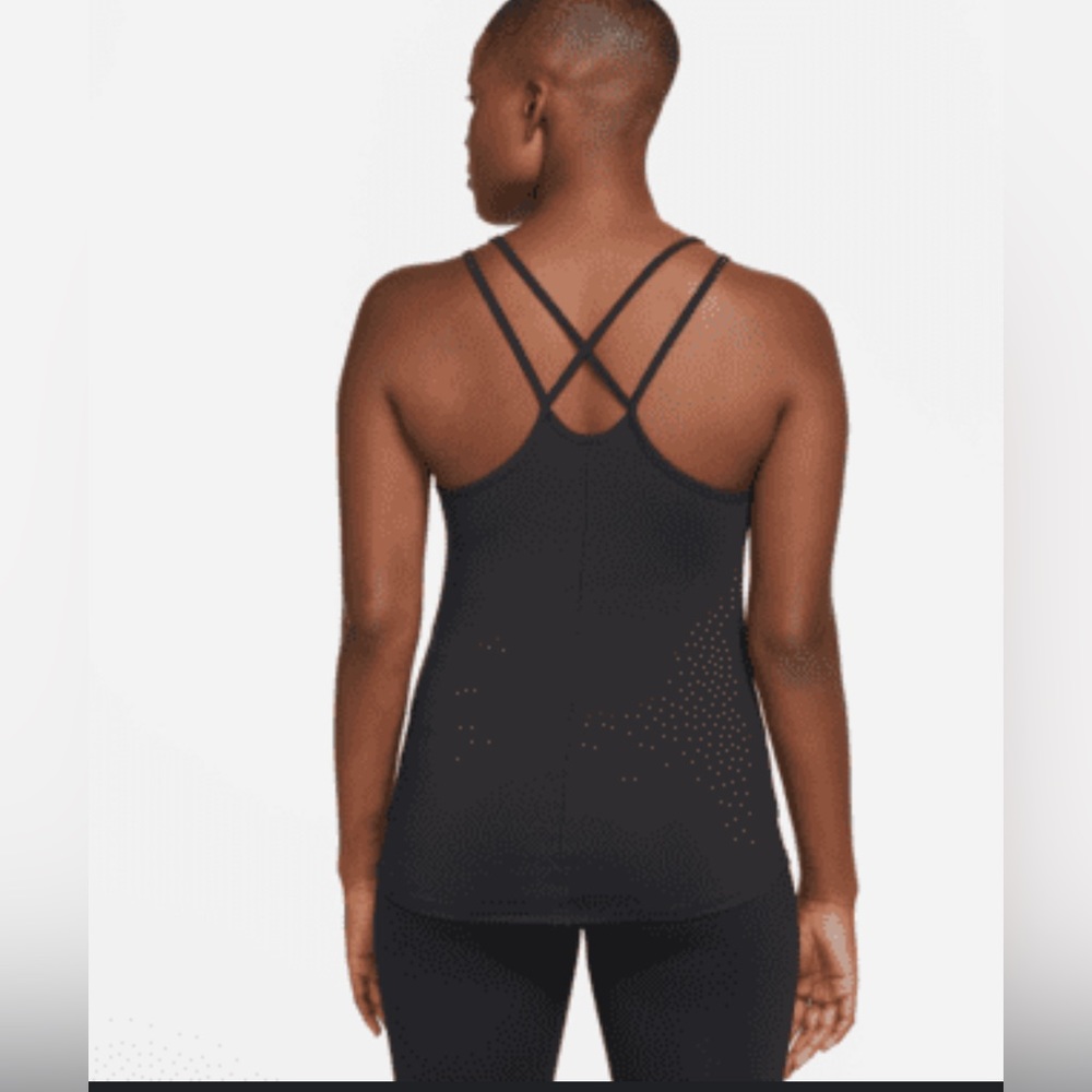 NIKE Dri Fit Striped Black Fabric Criss Cross Double Strap Back‎ Tank Top XS
